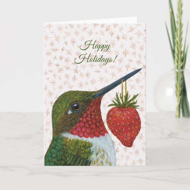 Hummingbird/Strawberry helgdag-kort Kort (Framsida)