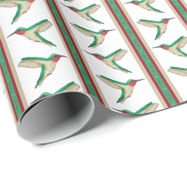 Hummingbird Stripe Presentpapper (Rullad Hörn)