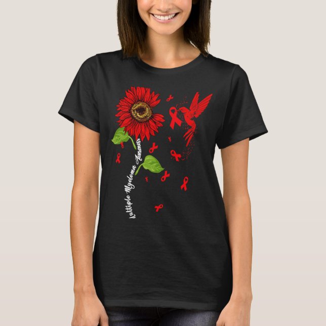 Hummingbird & Sunflower Multiple Myeloma Awareness T Shirt (Framsida)