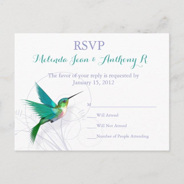 Hummingbird Swirl OSA Postcard Inbjudan Vykort (Framsida)