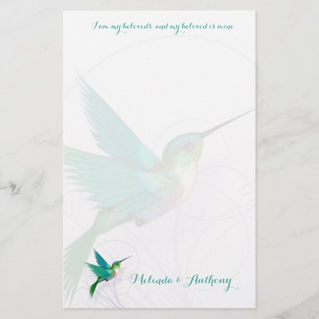 Hummingbird Swirl Stationery Brevpapper (Framsida)