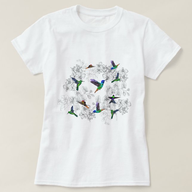 Hummingbird T-Shirt Orchid Flowers (Design framsida)