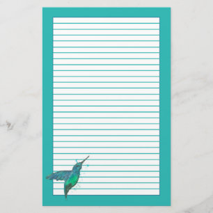 Hummingbird Teal Blue Lining Brevpapper