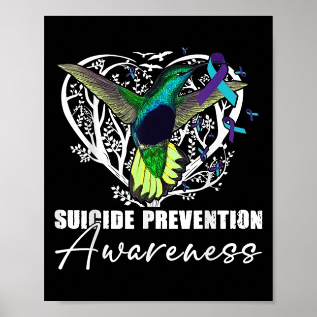 Hummingbird Teal Lila Ribbon Suicide Prevention Poster (Framsidan)