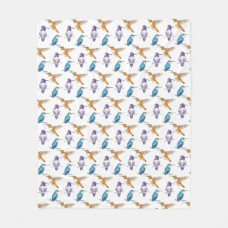 Hummingbird Trio Illlustrated Sherpa Blanket Fleecefilt