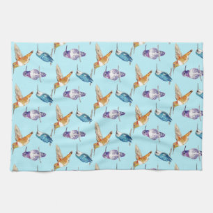 Hummingbird Trio med Aqua Background Kökshandduk