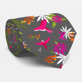 Hummingbird Tropical Beach Wedding Grått Rosa Slips