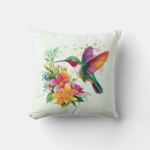 Hummingbird Tropical Flowers Kudde
