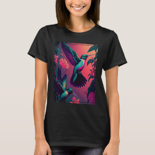 Hummingbird Tropida Birds in Flight Vaporwave Fu T Shirt