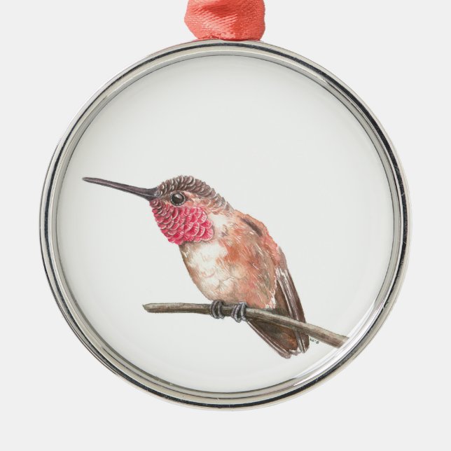Hummingbird, vattenfärg julgransprydnad metall (Framsidan)
