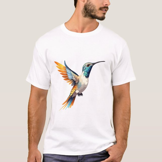 Hummingbird Vector Art med Vibrant Färg T Shirt (Framsida)