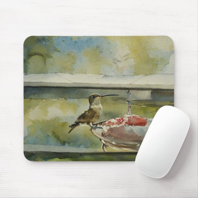 Hummingbird vid Window Mousepad Musmatta (Med mus)