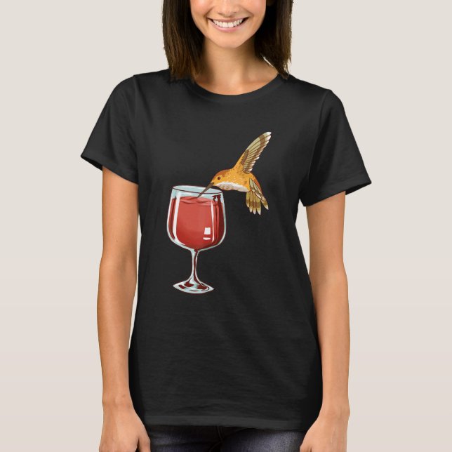 Hummingbird Vin Passion Animal Bird Fläkt Drinking T Shirt (Framsida)
