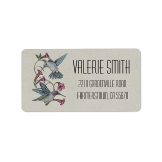Hummingbird & Vine Adressetikett