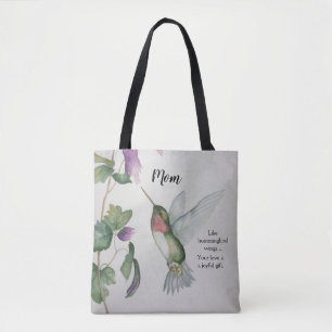Hummingbird Vinge Glatt Gift Watercolor Mamma Tote Tygkasse