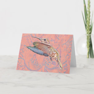 Hummingbird Vintage Stil Art Note Card Kort