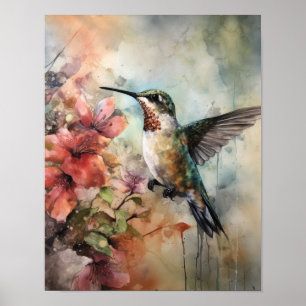Hummingbird Watercolor Art Print Poster