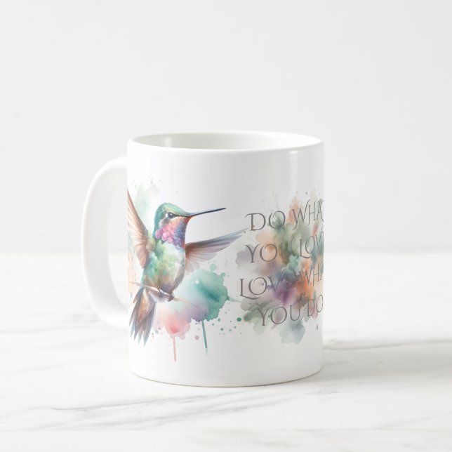Hummingbird Watercolor Kaffemugg (Framsida vänster)