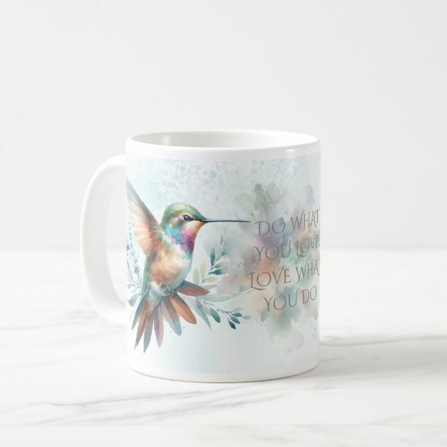 Hummingbird Watercolor Kaffemugg (Framsida vänster)