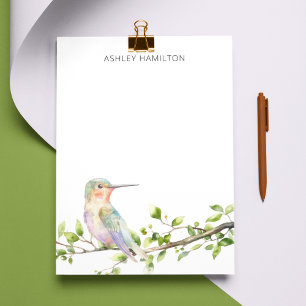 Hummingbird Watercolor Namn Anteckningskort