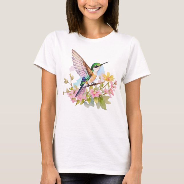 Hummingbird Watercolor T Shirt (Framsida)