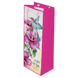Hummingbird Watercolor Vin Gift Bag