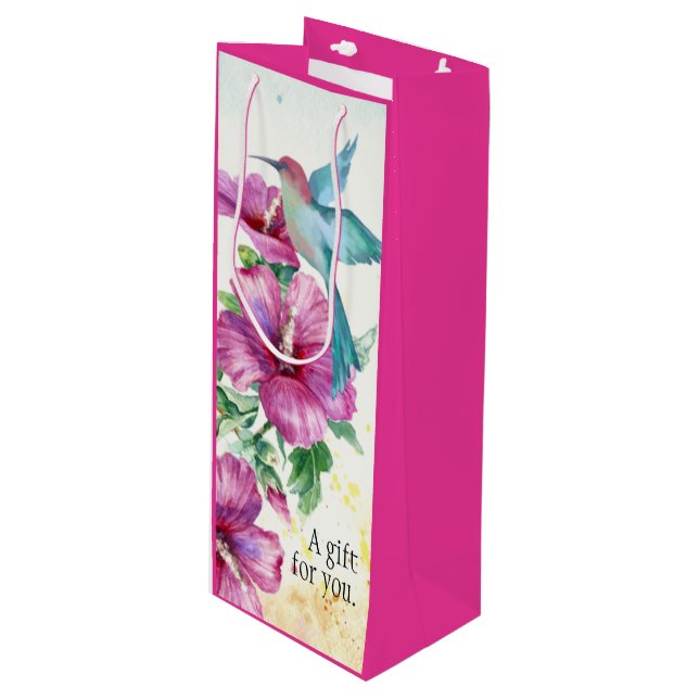 Hummingbird Watercolor Vin Gift Bag (Framsidan Vinklad)