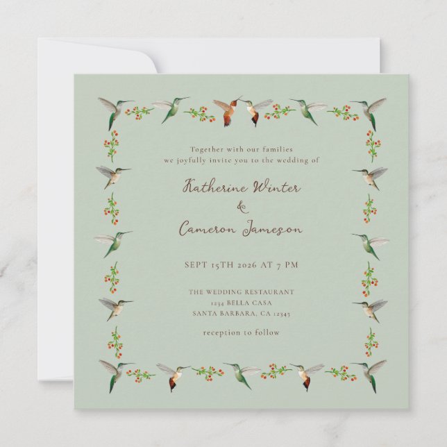 Hummingbird Wedding Invitation (Framsida)