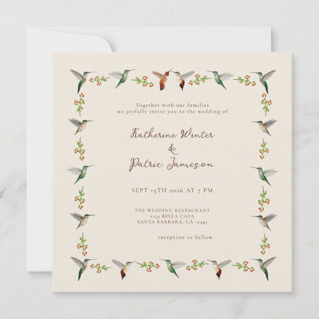 Hummingbird Wedding Invitation (Framsida)