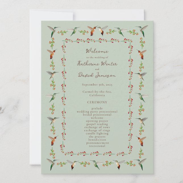 Hummingbird Wedding Program (Framsida)