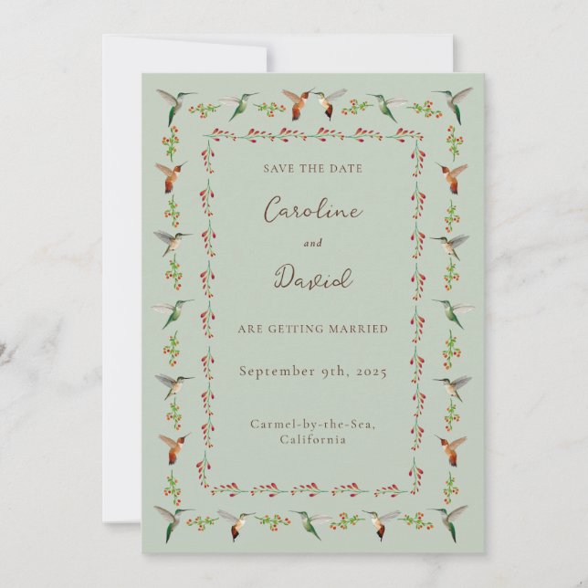 Hummingbird Wedding Save the Date (Framsida)