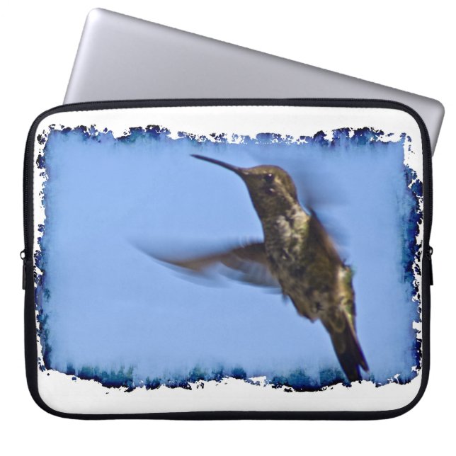 Hummingbird White Kant Laptop Sleeve (Framsidan)