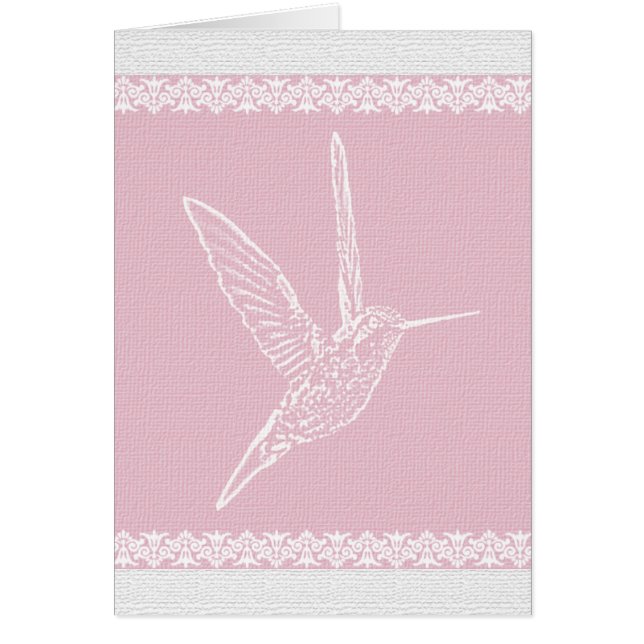 Hummingbird White och Rosa Hälsningskort (Framsidan)