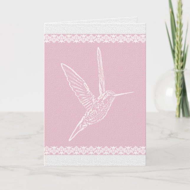 Hummingbird White och Rosa Kort (Framsida)