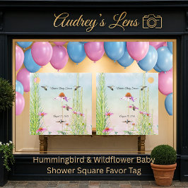 Hummingbird & Wildflower Baby Shower Gåvor Etiketter