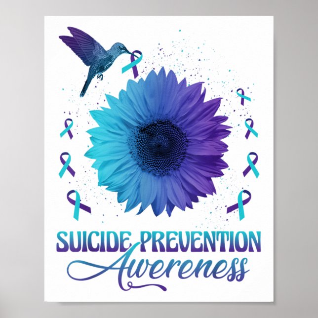 Hummingbird With Sunflower Suicide Prevention Awar Poster (Framsidan)