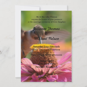 Hummingbird Zinnia Flower Romantic Bröllop Inbjudningar