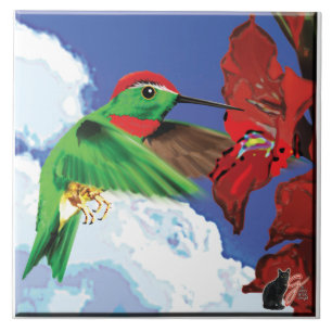 Hummingbirden belägger med tegel kakelplatta