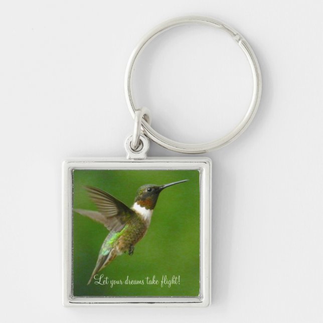 Hummingbirden drömm KeyChain Fyrkantig Silverfärgad Nyckelring (Framsidan)