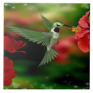 Hummingbirden på en keramisk 6x6 belägger med kakelplatta