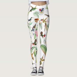 Hummingbirdfågelblommigt All över tryckdamasker Leggings
