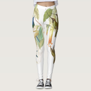 Hummingbirdfågelblommigt All över tryckdamasker Leggings