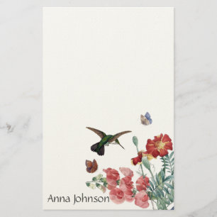 Hummingbirdfågelfjärilen blommar brevpapper