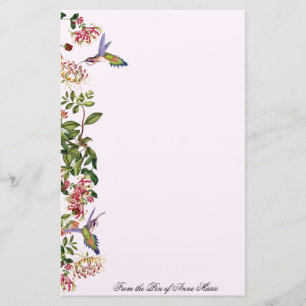 Hummingbirdfågelkaprifolen blommar blommigt brevpapper