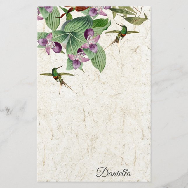 Hummingbirdfågelorchiden blommar brevpapper (Framsida)