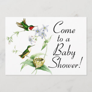 Hummingbirdfåglar & bygga bo baby showerinbjudan inbjudningar