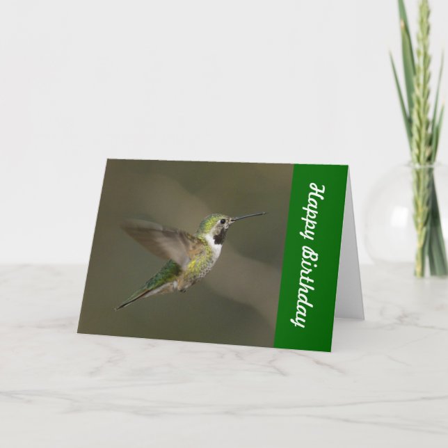 Hummingbirdgrattis på födelsedagenkort kort (Framsida)