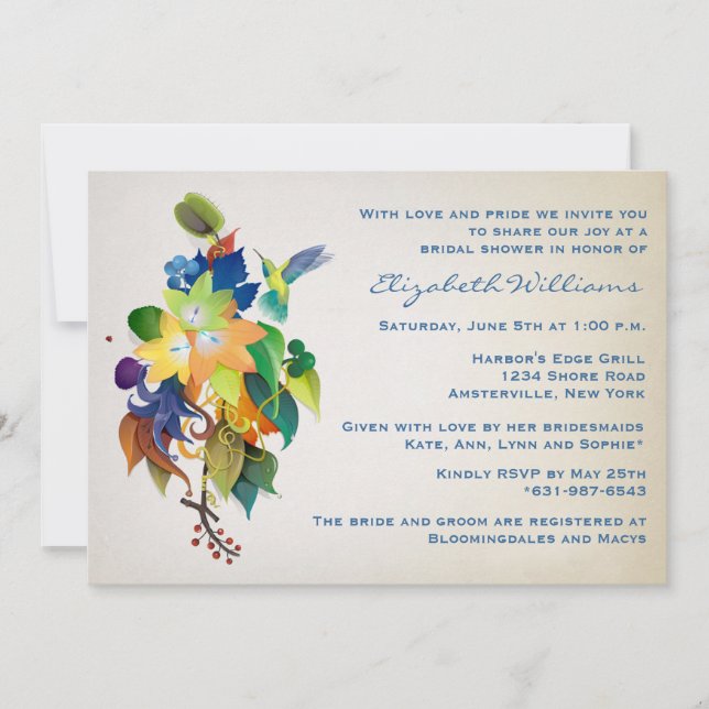 Hummingbirdinbjudningskort för möhippan inbjudningar (Framsida)