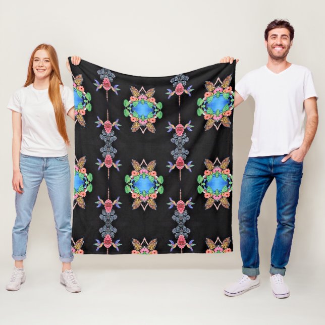 Hummingbirds and Butterflies Fleece Blanket (På plats)