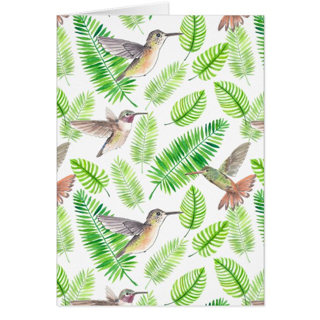 Hummingbirds and tropical leaves hälsningskort (Framsidan)
